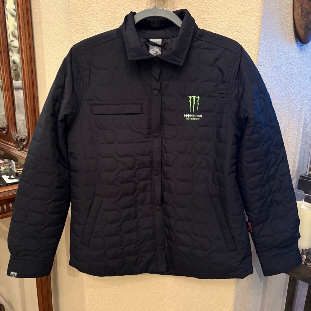 NWT~STORM CREEK Monster Energy Embroidery Black Quilted Insulated Jacket-Medium